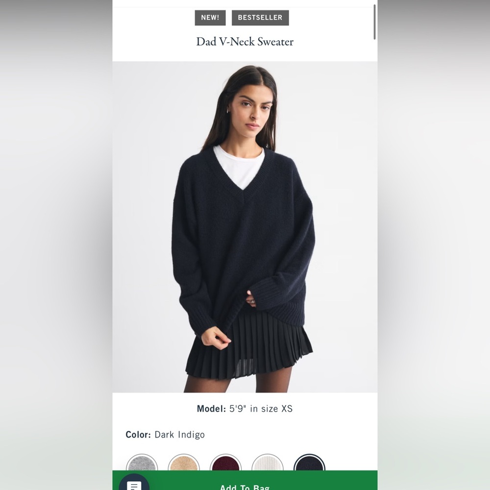 Abercrombie & Fitch Navy V-Neck Sweater